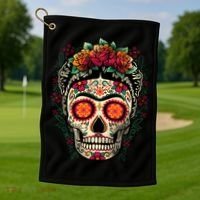 Frida Calavera Dia De Los Muertos Day Of The Dead Golf Towel thumb 1