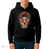 Frida Calavera Dia De Los Muertos Day Of The Dead Kids Hoodie thumb 4