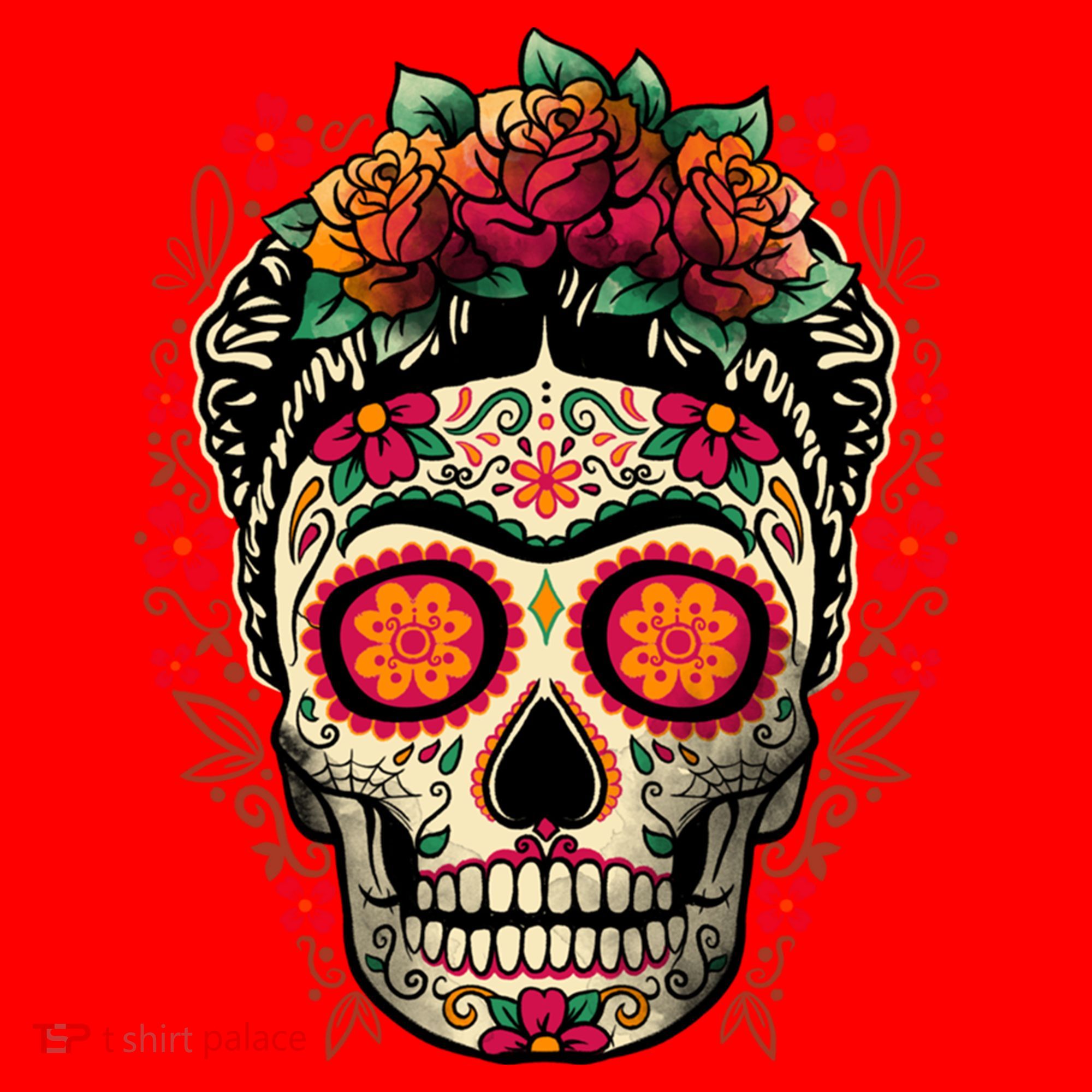 Frida Calavera Dia De Los Muertos Day Of The Dead Santa Hat