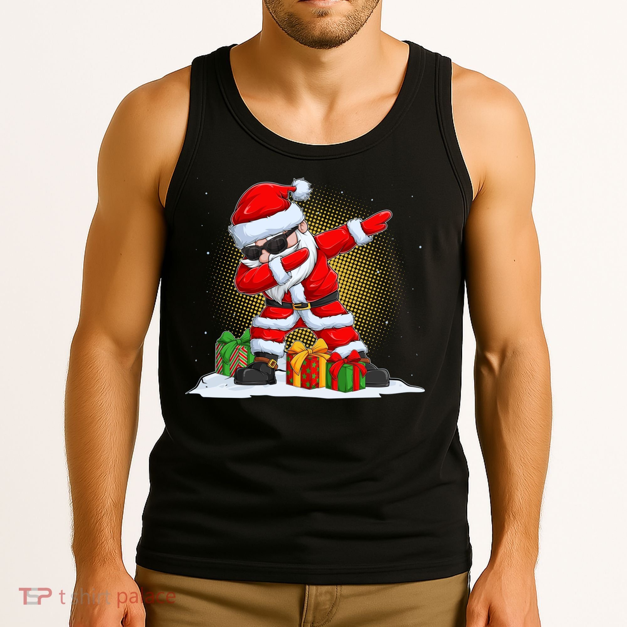 Funny Christmas Dabbing Santa Claus Tank Top