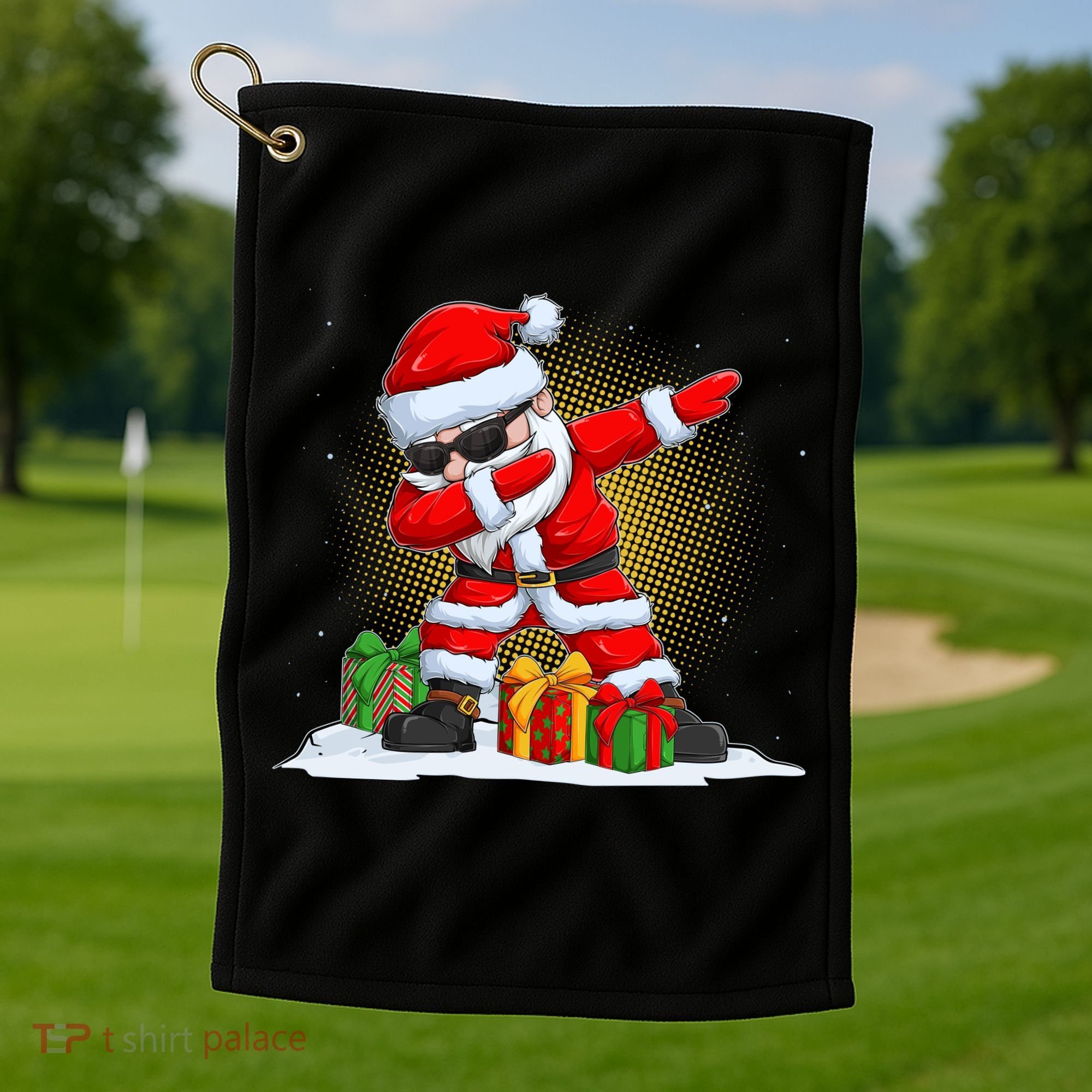 Funny Christmas Dabbing Santa Claus Golf Towel