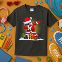Funny Christmas Dabbing Santa Claus Kids T-Shirt thumb 3