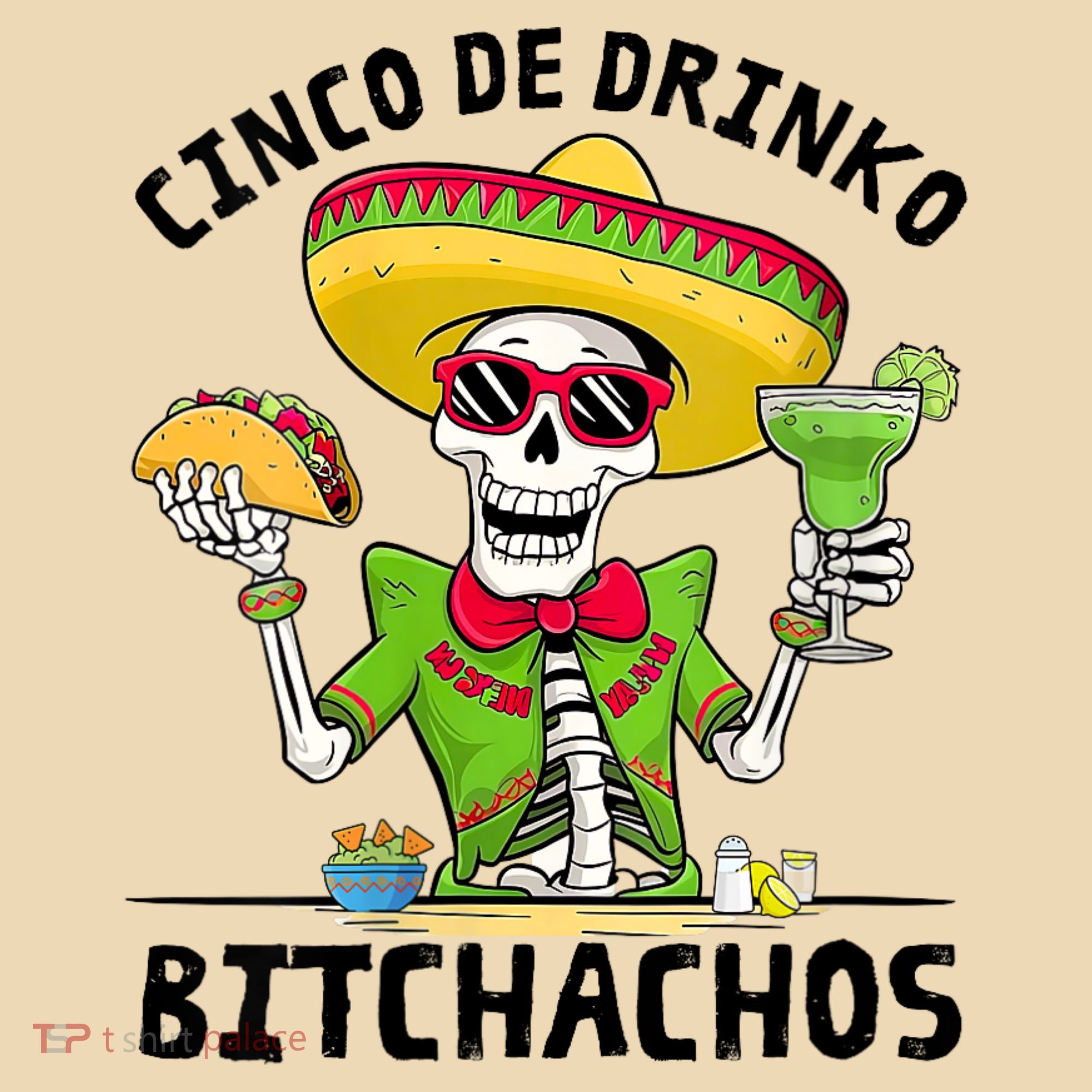 Funny Cinco De Drinko Bitchachos Mexican Fiesta Drinking Tote Bag