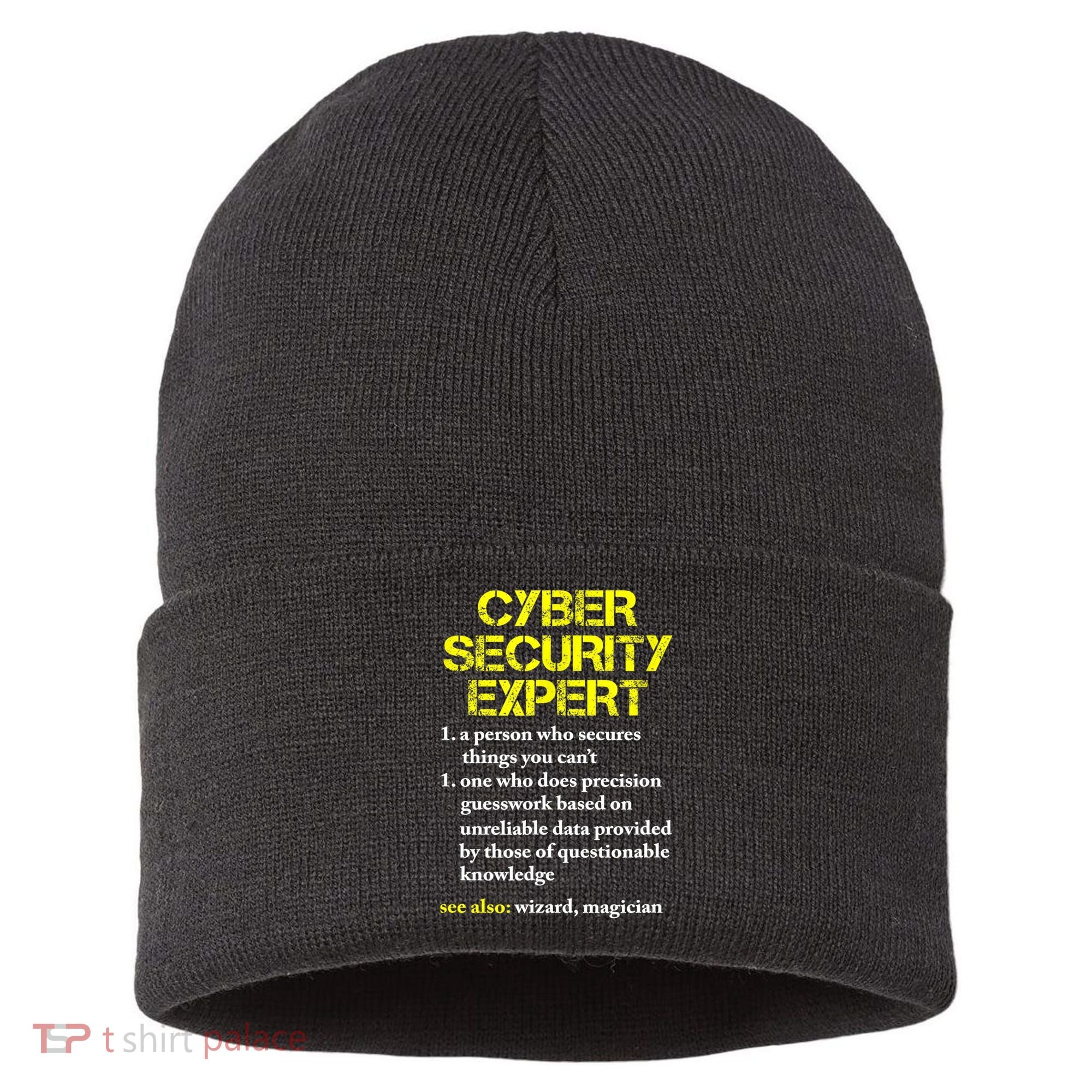 Funny Cybersecurity Definition Expert Computer Engineer TShirt Sustainable Knit Beanie