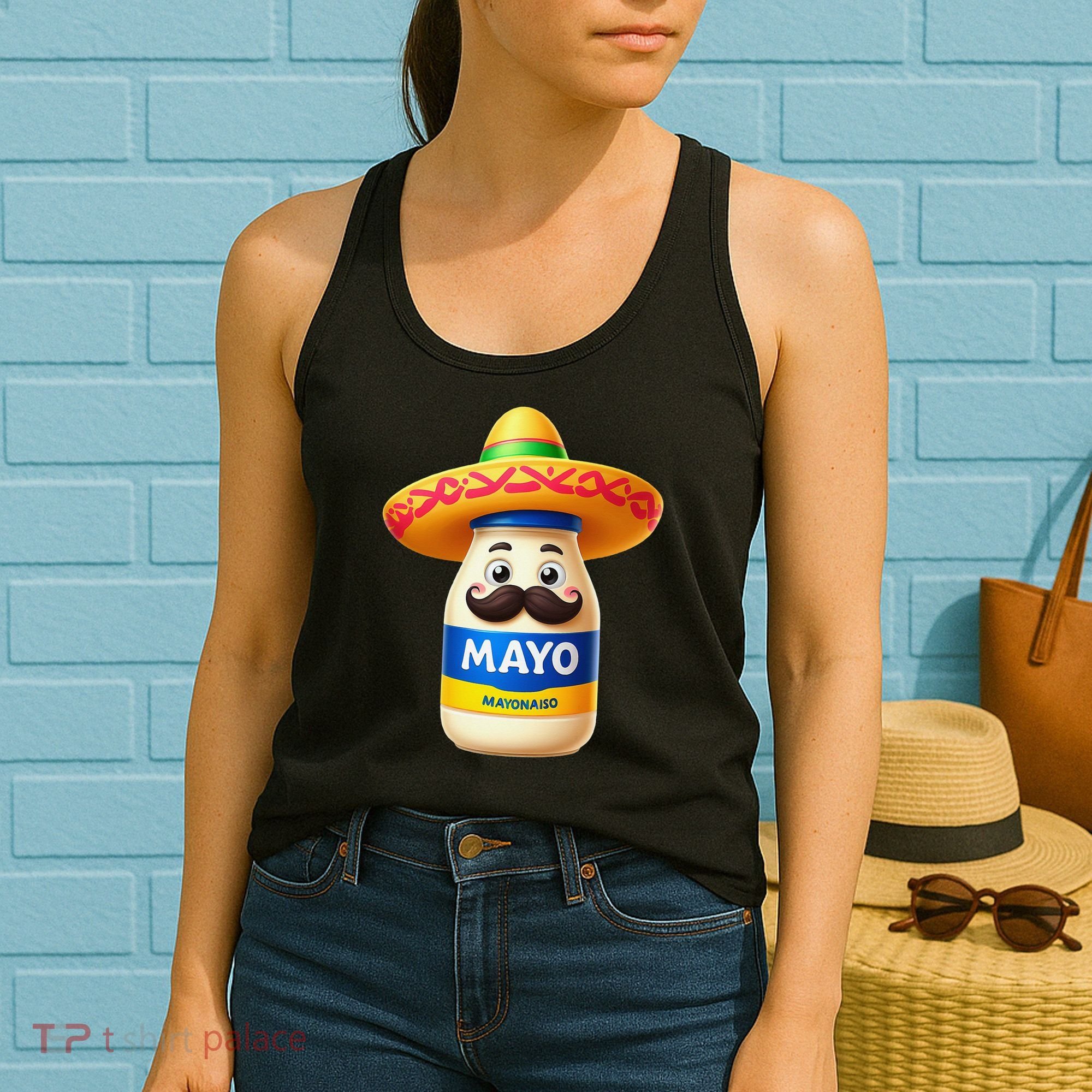 Funny Cinco De Mayo Mayonnaise Bottle Mexican Fiesta Pun Women's Tank Top