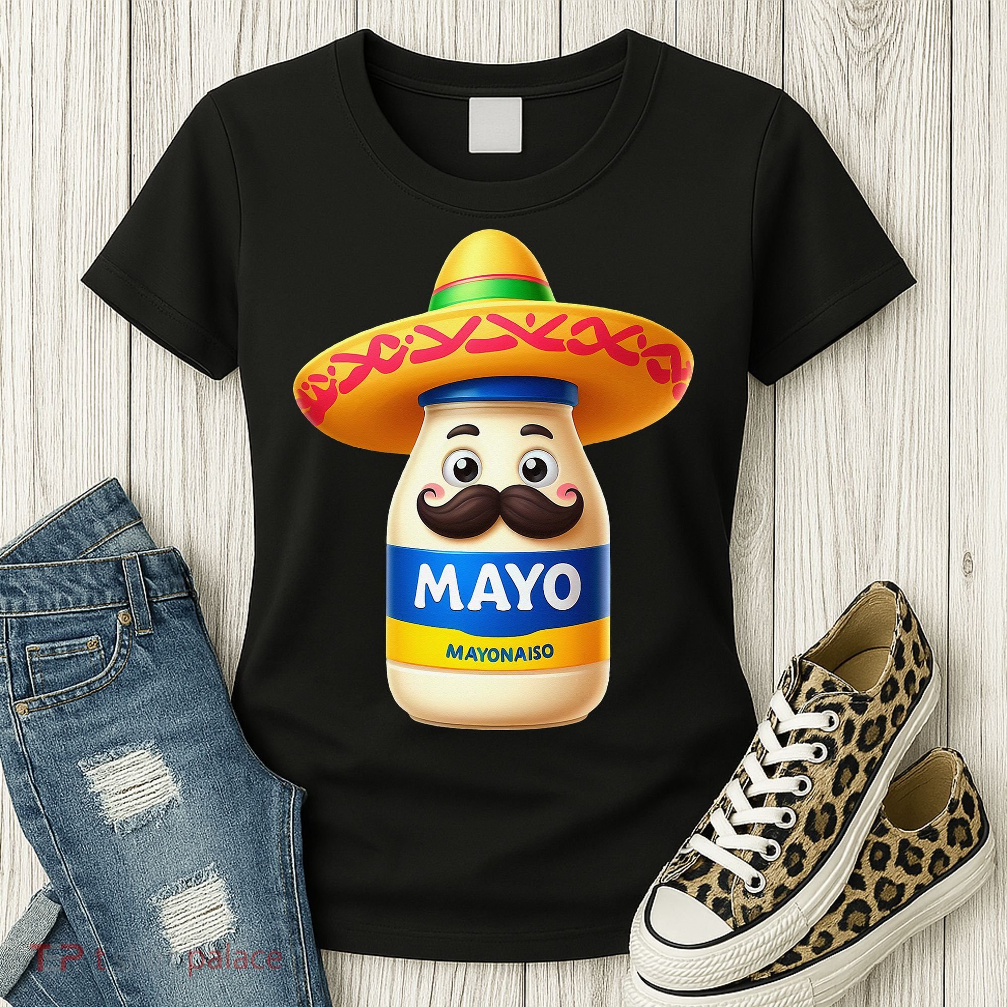 Funny Cinco De Mayo Mayonnaise Bottle Mexican Fiesta Pun Women's T-Shirt