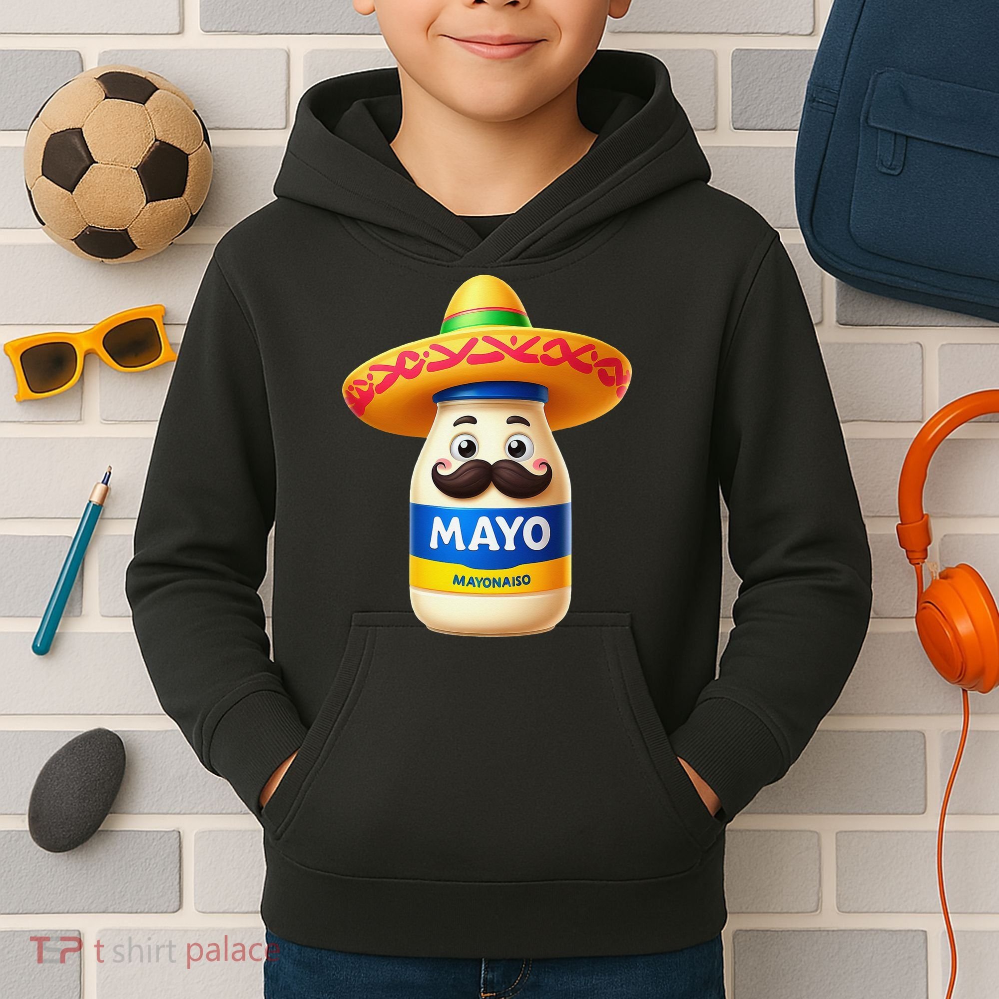 Funny Cinco De Mayo Mayonnaise Bottle Mexican Fiesta Pun Kids Hoodie
