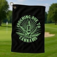 Funny Coughing Due To Cannabis Golf Towel thumb 1
