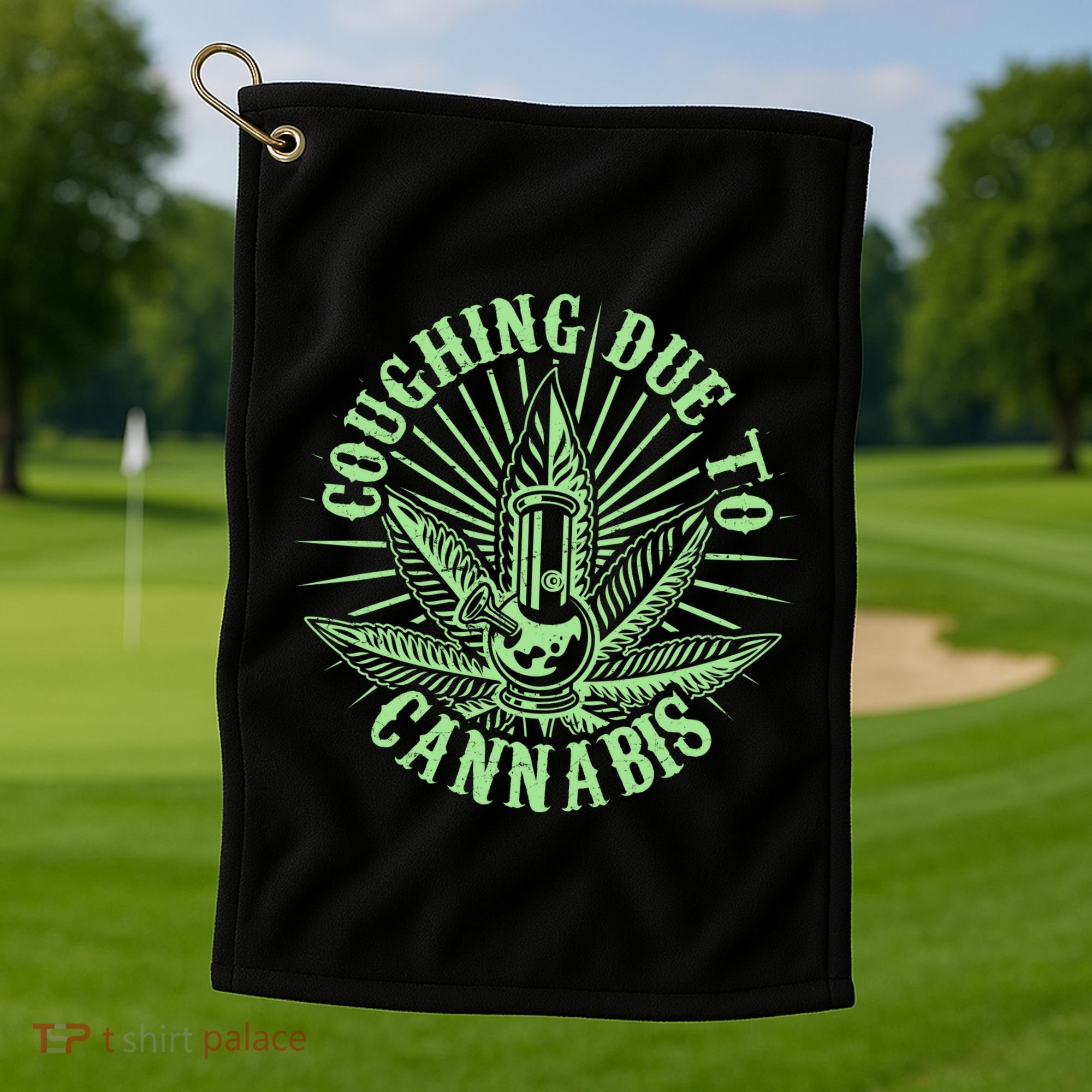 Funny Coughing Due To Cannabis Golf Towel