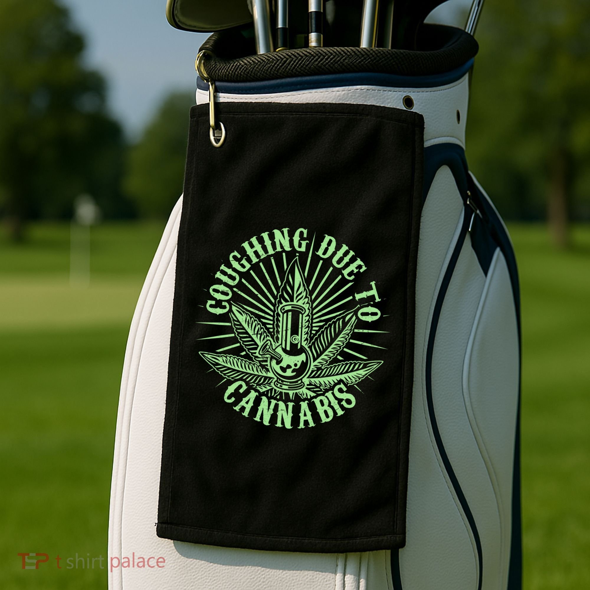 Funny Coughing Due To Cannabis Golf Towel