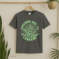 Funny Coughing Due To Cannabis T-Shirt thumb 2