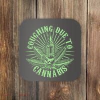 Funny Coughing Due To Cannabis Coaster thumb 0