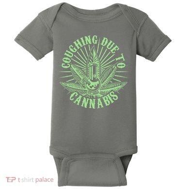 Funny Coughing Due To Cannabis Baby Bodysuit