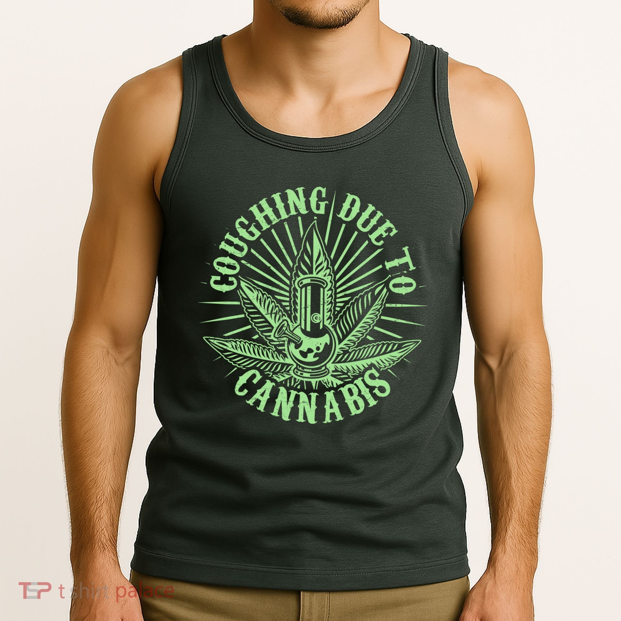 Funny Coughing Due To Cannabis Tank Top