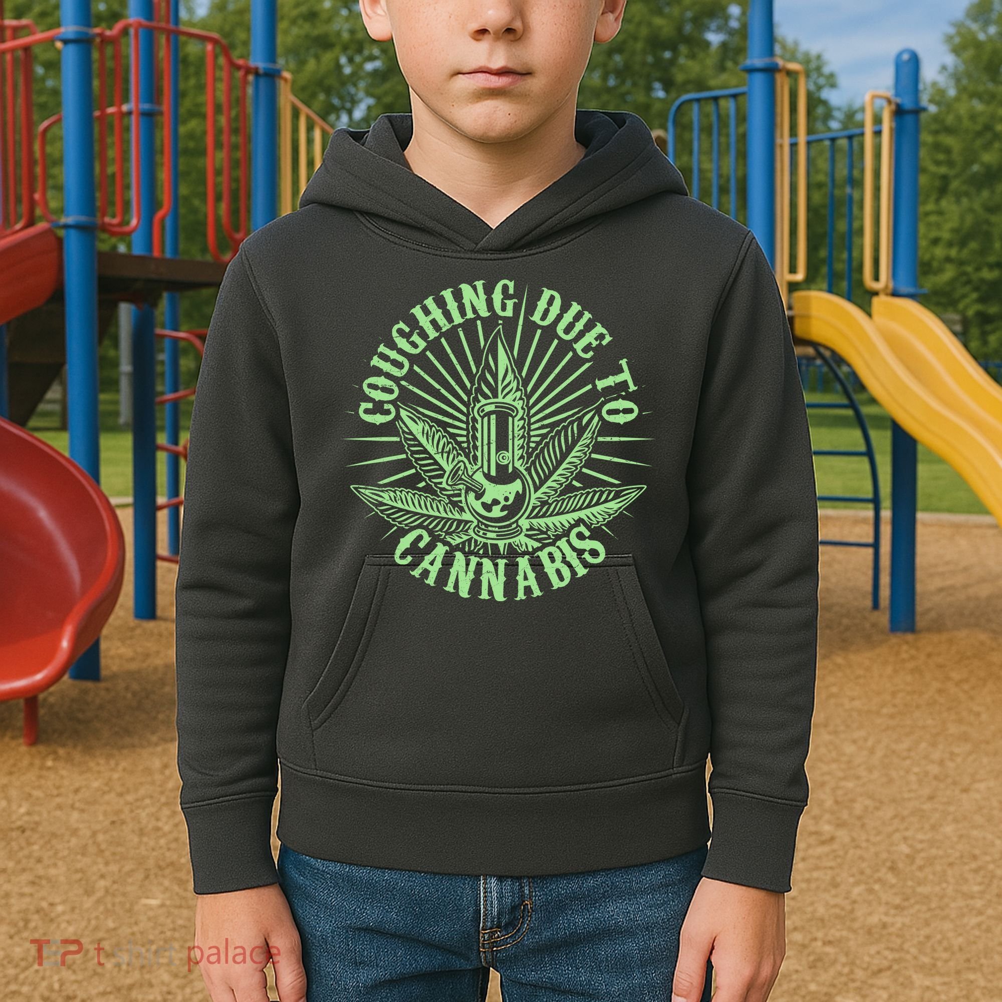 Funny Coughing Due To Cannabis Kids Hoodie