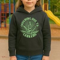 Funny Coughing Due To Cannabis Kids Hoodie thumb 3
