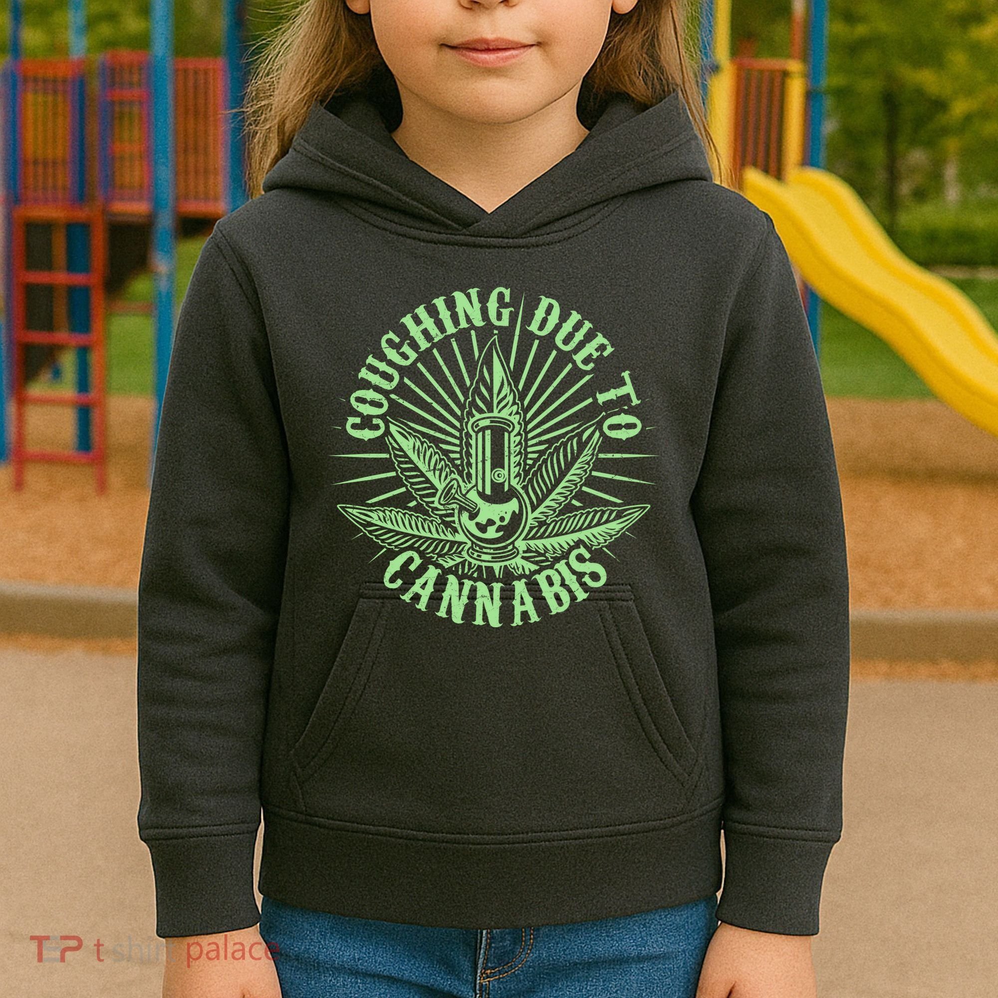 Funny Coughing Due To Cannabis Kids Hoodie