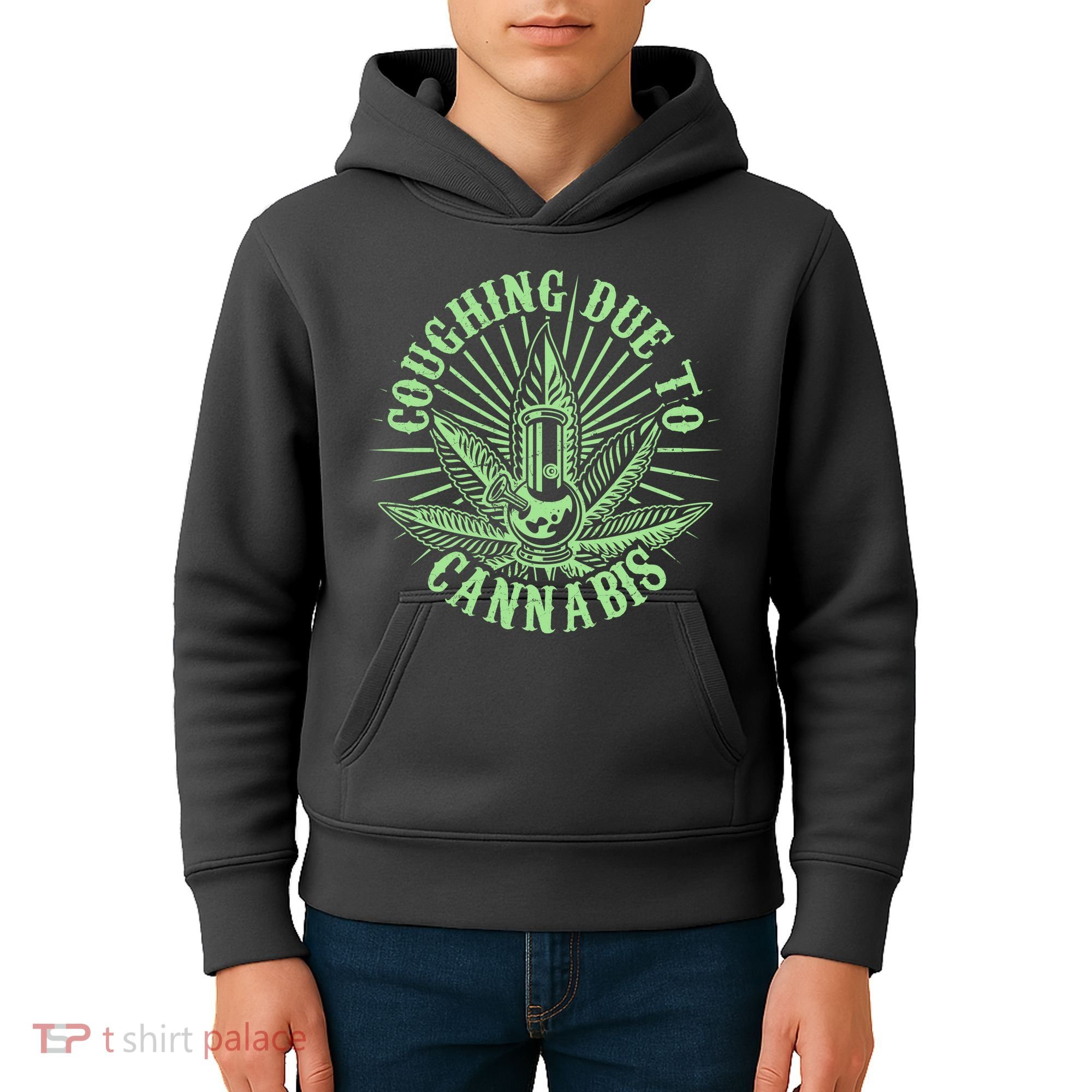 Funny Coughing Due To Cannabis Kids Hoodie