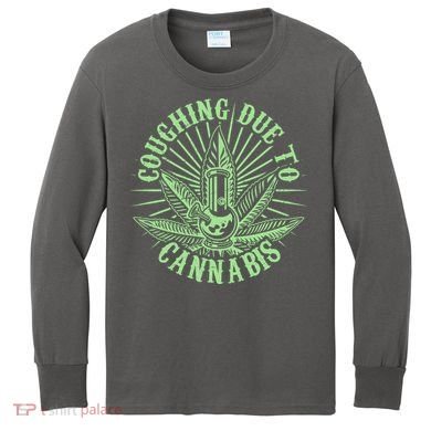 Funny Coughing Due To Cannabis Kids Long Sleeve Shirt