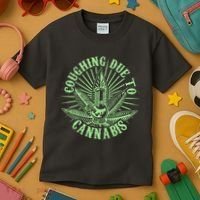 Funny Coughing Due To Cannabis Kids T-Shirt thumb 3