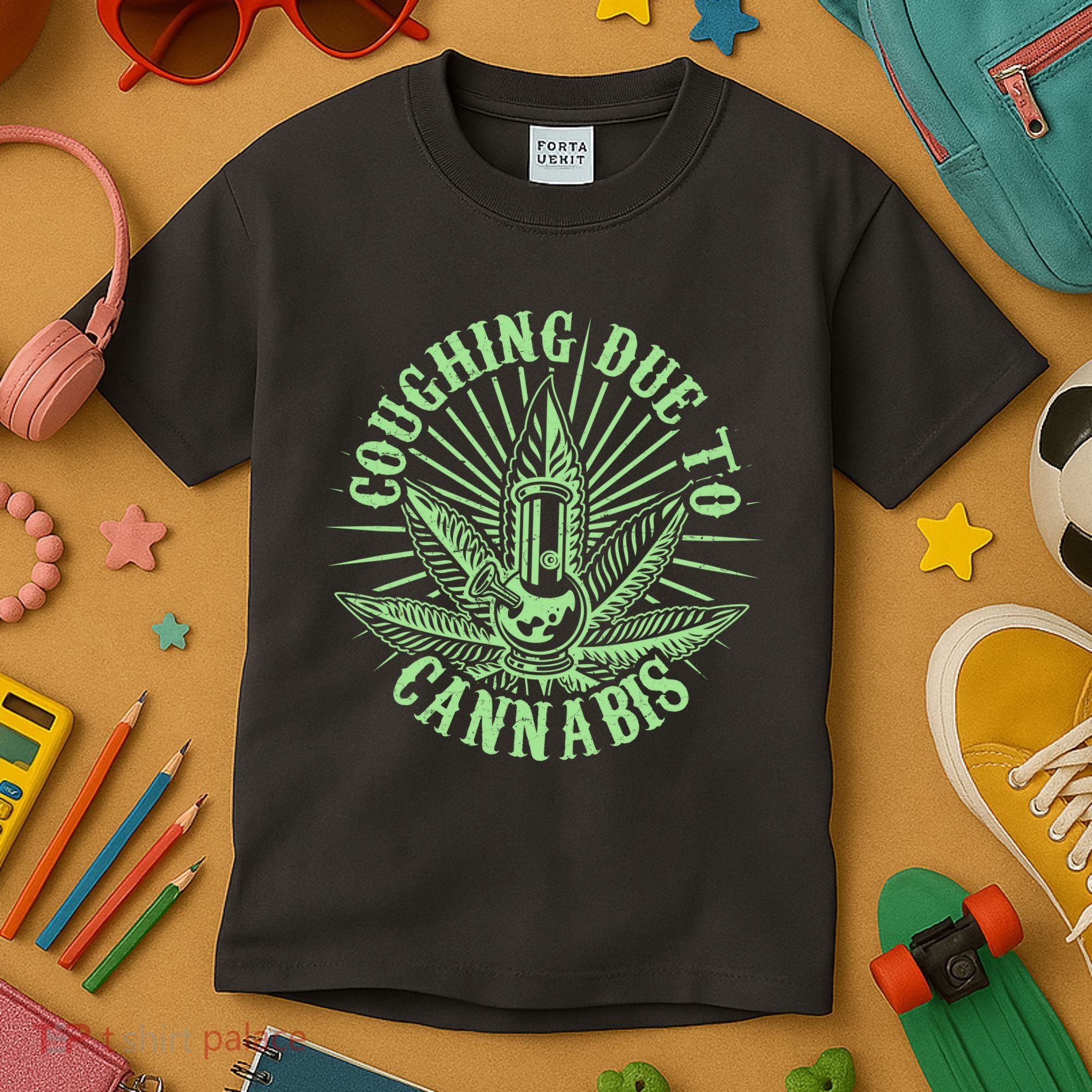 Funny Coughing Due To Cannabis Kids T-Shirt