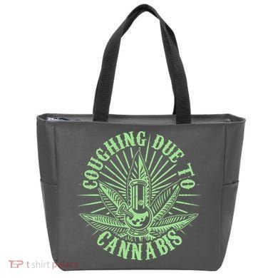 Funny Coughing Due To Cannabis Tote Bag
