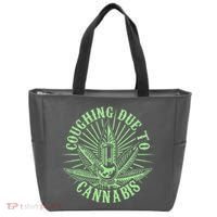 Funny Coughing Due To Cannabis Tote Bag thumb 0