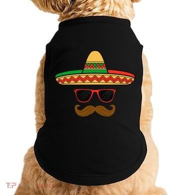 Funny Cinco De Mayo Face Mexican With Sombrero Hat Sunglass Doggie Tank