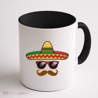Funny Cinco De Mayo Face Mexican With Sombrero Hat Sunglass Coffee Mug thumb 1