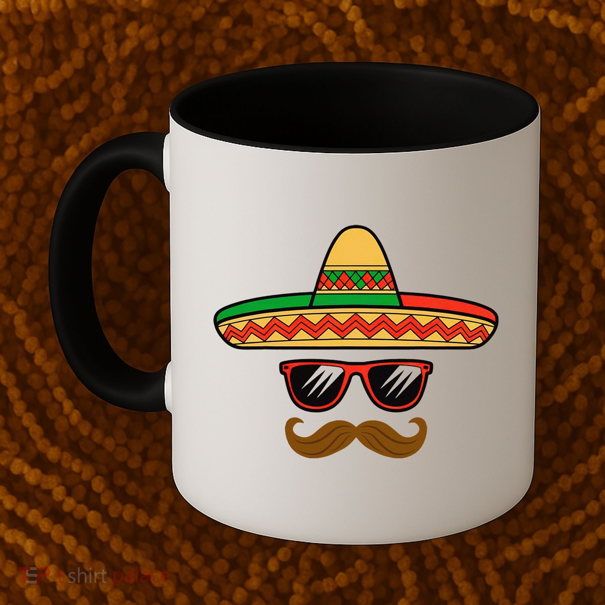 Funny Cinco De Mayo Face Mexican With Sombrero Hat Sunglass Coffee Mug