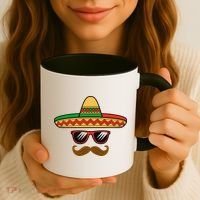 Funny Cinco De Mayo Face Mexican With Sombrero Hat Sunglass Coffee Mug thumb 3