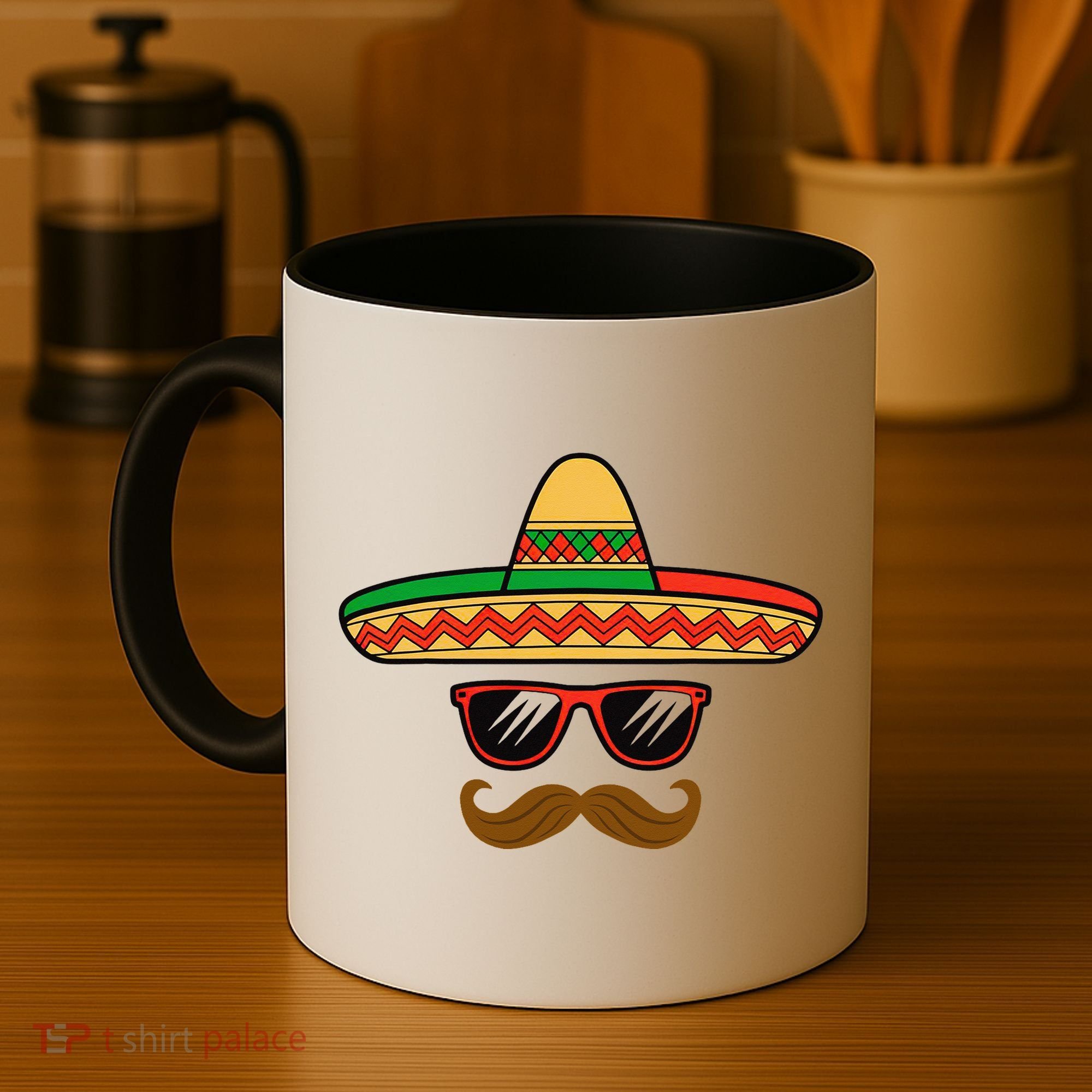 Funny Cinco De Mayo Face Mexican With Sombrero Hat Sunglass Coffee Mug