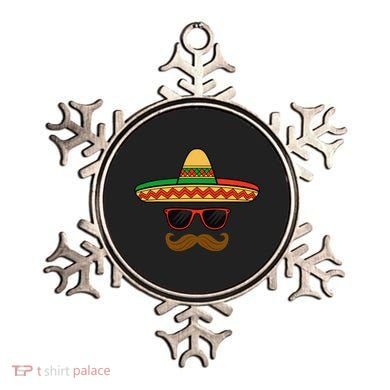 Funny Cinco De Mayo Face Mexican With Sombrero Hat Sunglass Ornament