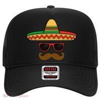 Funny Cinco De Mayo Face Mexican With Sombrero Hat Sunglass Hat thumb 0