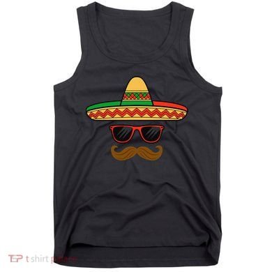 Funny Cinco De Mayo Face Mexican With Sombrero Hat Sunglass Tank Top