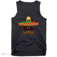 Funny Cinco De Mayo Face Mexican With Sombrero Hat Sunglass Tank Top thumb 0