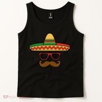 Funny Cinco De Mayo Face Mexican With Sombrero Hat Sunglass Tank Top thumb 2