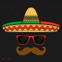 Funny Cinco De Mayo Face Mexican With Sombrero Hat Sunglass Toddler T-Shirt thumb 4