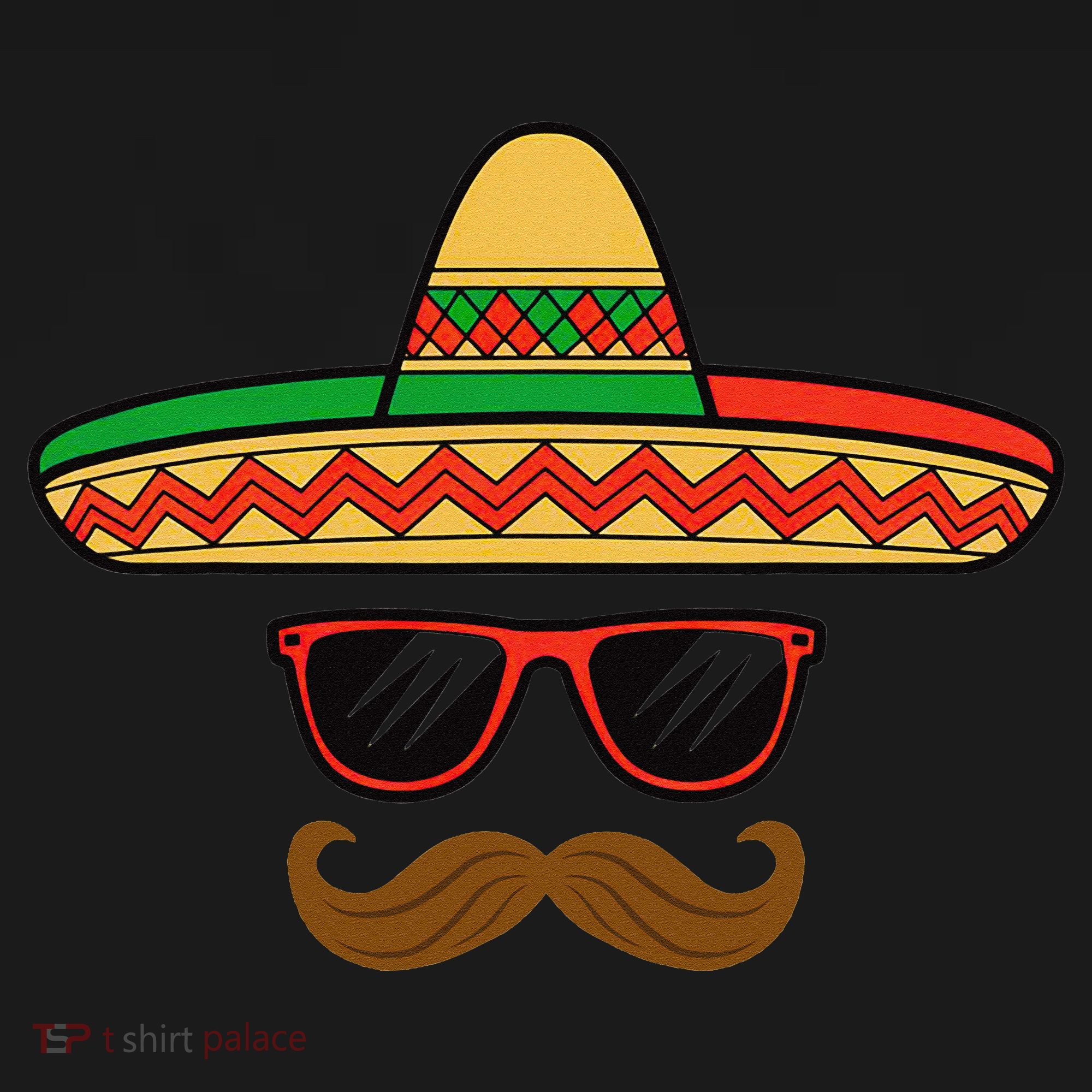 Funny Cinco De Mayo Face Mexican With Sombrero Hat Sunglass Kids Hoodie