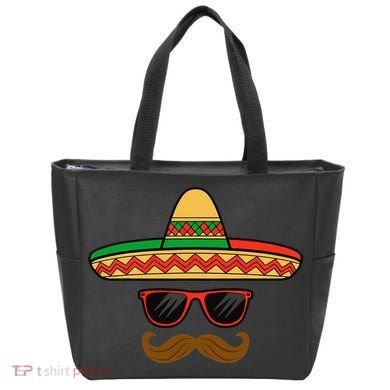 Funny Cinco De Mayo Face Mexican With Sombrero Hat Sunglass Tote Bag