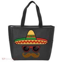 Funny Cinco De Mayo Face Mexican With Sombrero Hat Sunglass Tote Bag thumb 0