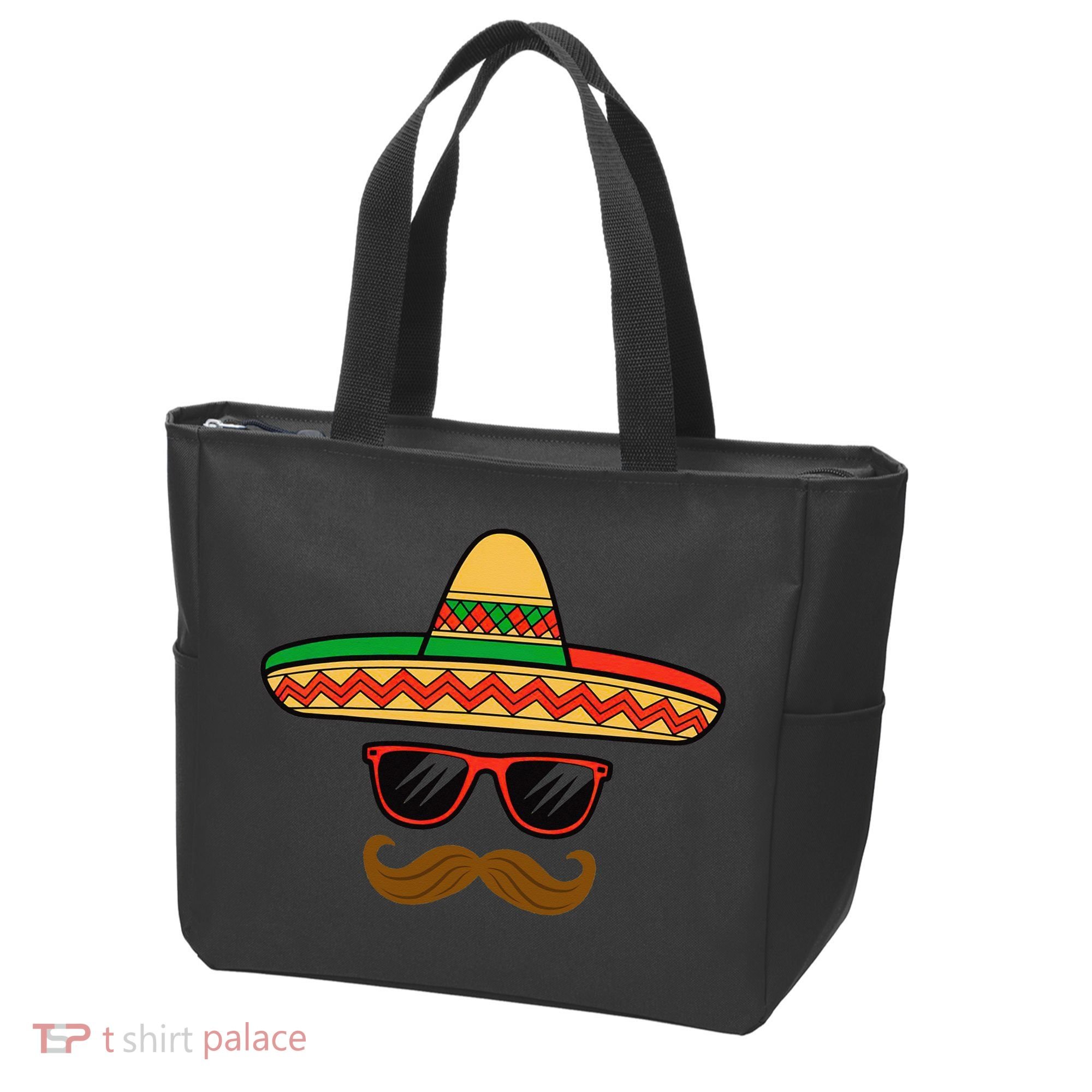 Funny Cinco De Mayo Face Mexican With Sombrero Hat Sunglass Tote Bag