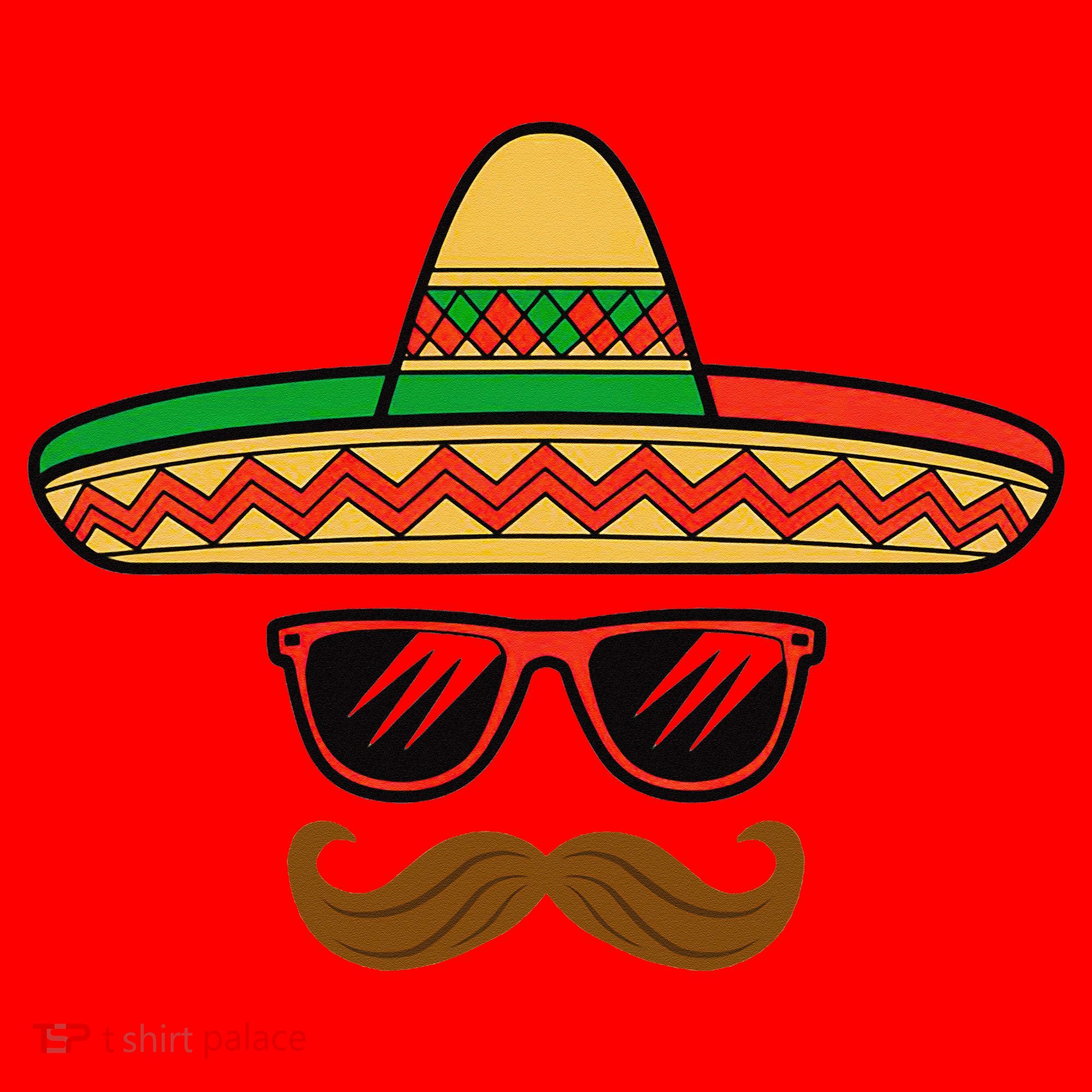 Funny Cinco De Mayo Face Mexican With Sombrero Hat Sunglass Santa Hat