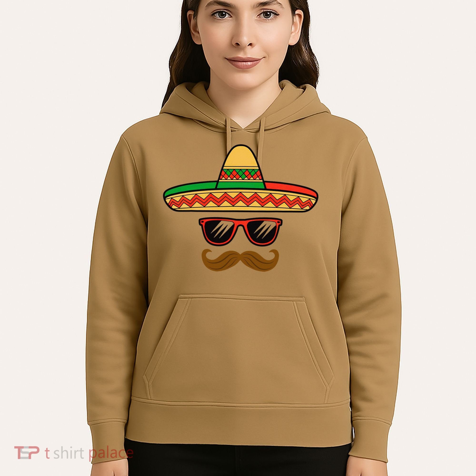 Funny Cinco De Mayo Face Mexican With Sombrero Hat Sunglass Hoodie