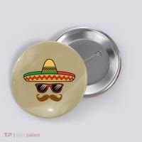 Funny Cinco De Mayo Face Mexican With Sombrero Hat Sunglass Button thumb 0