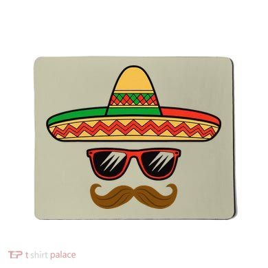 Funny Cinco De Mayo Face Mexican With Sombrero Hat Sunglass Mousepad