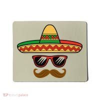 Funny Cinco De Mayo Face Mexican With Sombrero Hat Sunglass Mousepad thumb 0