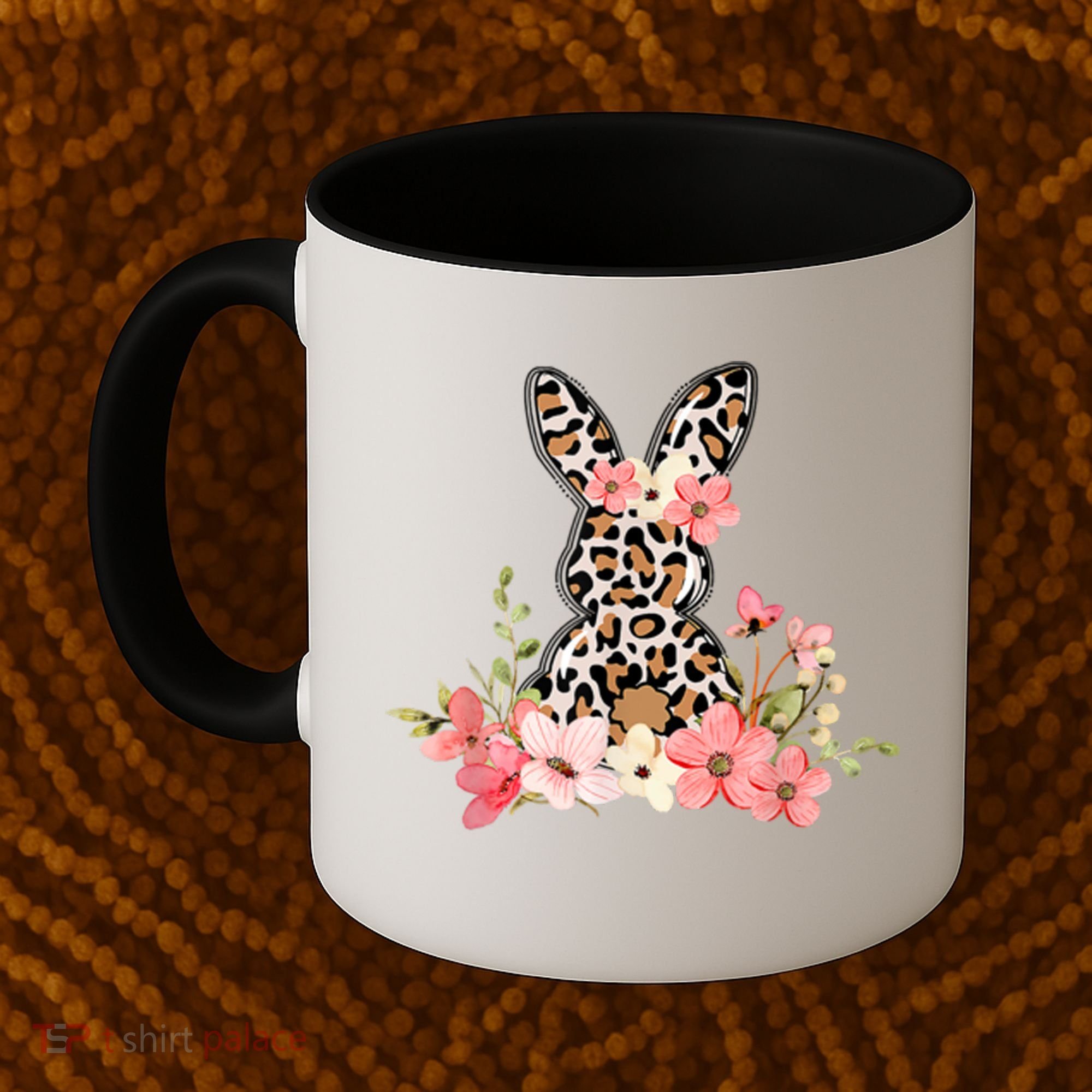 Floral Cheetah Easter Bunny Coffee Mug