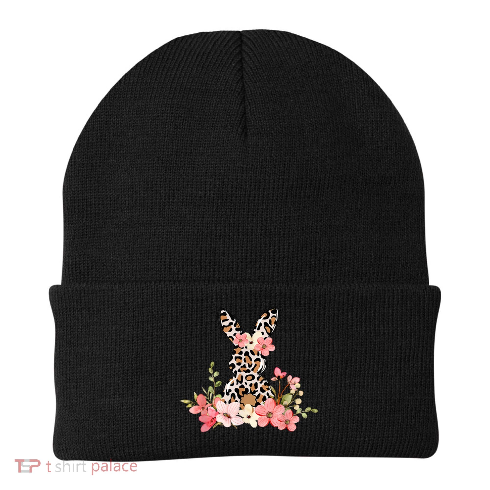 Floral Cheetah Easter Bunny Beanie