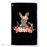 Floral Cheetah Easter Bunny Golf Towel thumb 0